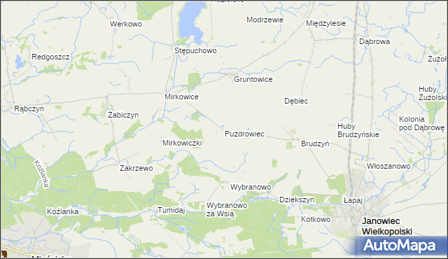 mapa Puzdrowiec, Puzdrowiec na mapie Targeo