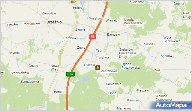 mapa Pyszków, Pyszków na mapie Targeo