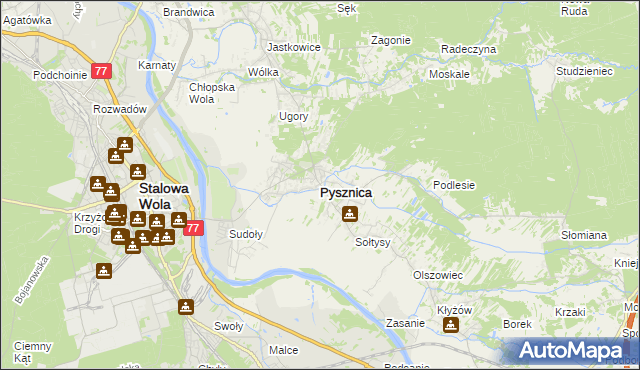 mapa Pysznica, Pysznica na mapie Targeo