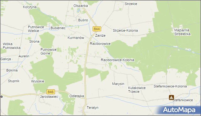 mapa Raciborowice-Kolonia, Raciborowice-Kolonia na mapie Targeo