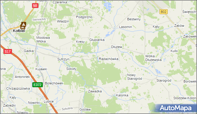 mapa Radachówka, Radachówka na mapie Targeo