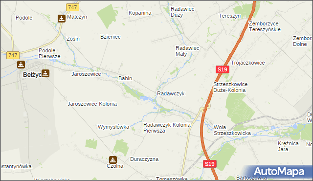 mapa Radawczyk gmina Niedrzwica Duża, Radawczyk gmina Niedrzwica Duża na mapie Targeo