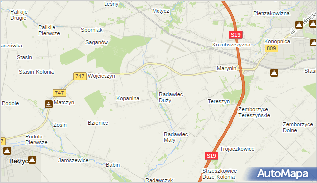 mapa Radawiec Duży, Radawiec Duży na mapie Targeo