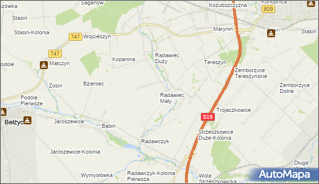 mapa Radawiec Mały, Radawiec Mały na mapie Targeo