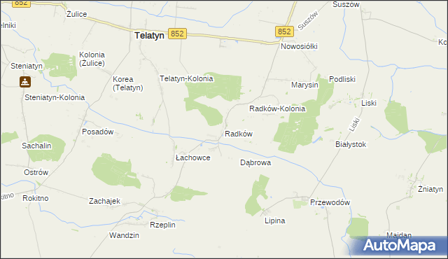 mapa Radków gmina Telatyn, Radków gmina Telatyn na mapie Targeo