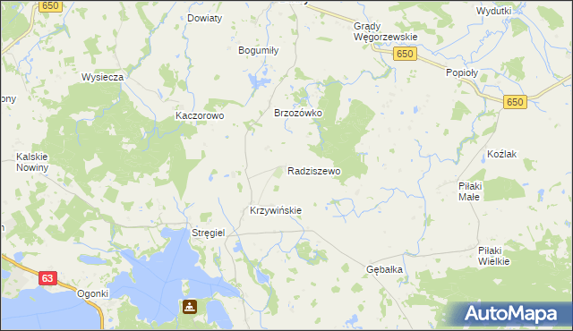 mapa Radziszewo gmina Pozezdrze, Radziszewo gmina Pozezdrze na mapie Targeo