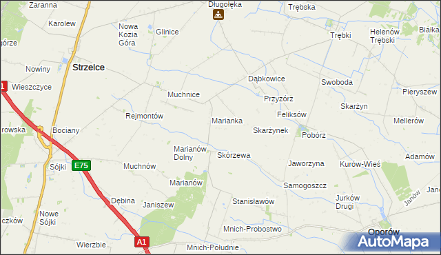 mapa Raj gmina Oporów, Raj gmina Oporów na mapie Targeo