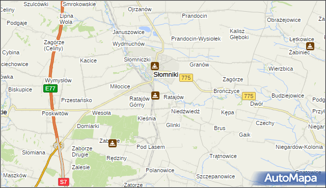 mapa Ratajów, Ratajów na mapie Targeo