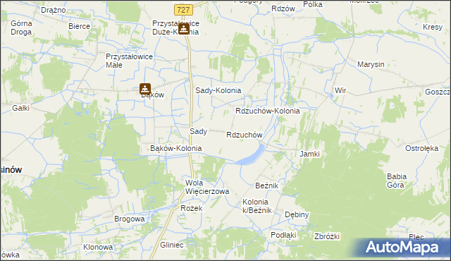 mapa Rdzuchów, Rdzuchów na mapie Targeo