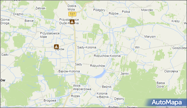 mapa Rdzuchów-Kolonia, Rdzuchów-Kolonia na mapie Targeo