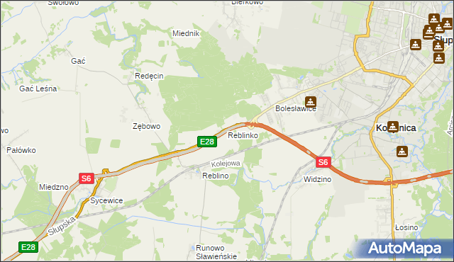 mapa Reblinko, Reblinko na mapie Targeo