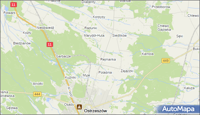 mapa Rejmanka, Rejmanka na mapie Targeo