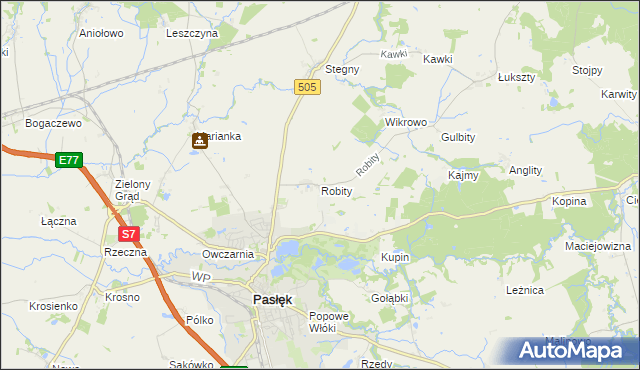 mapa Robity gmina Pasłęk, Robity gmina Pasłęk na mapie Targeo