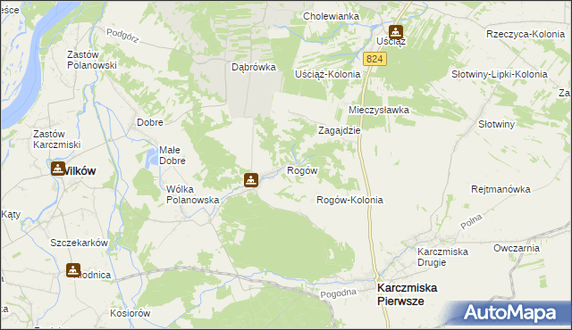 mapa Rogów gmina Wilków, Rogów gmina Wilków na mapie Targeo