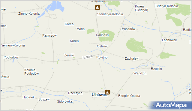 mapa Rokitno gmina Ulhówek, Rokitno gmina Ulhówek na mapie Targeo