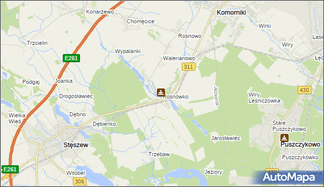 mapa Rosnówko gmina Komorniki, Rosnówko gmina Komorniki na mapie Targeo