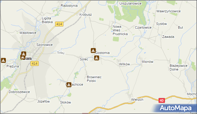 mapa Rostkowice gmina Biała, Rostkowice gmina Biała na mapie Targeo