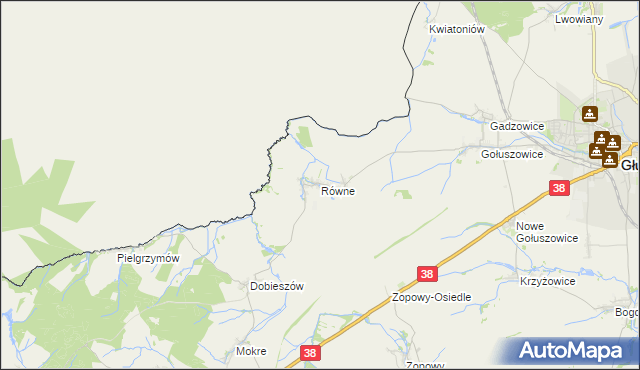 mapa Równe gmina Głubczyce, Równe gmina Głubczyce na mapie Targeo