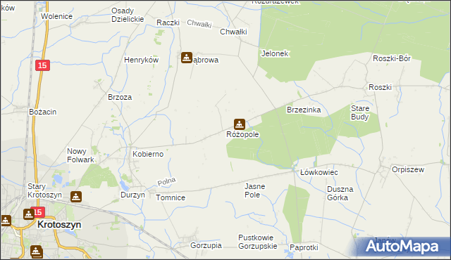 mapa Różopole, Różopole na mapie Targeo