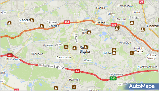 mapa Rudy Śląskiej, Ruda Śląska na mapie Targeo