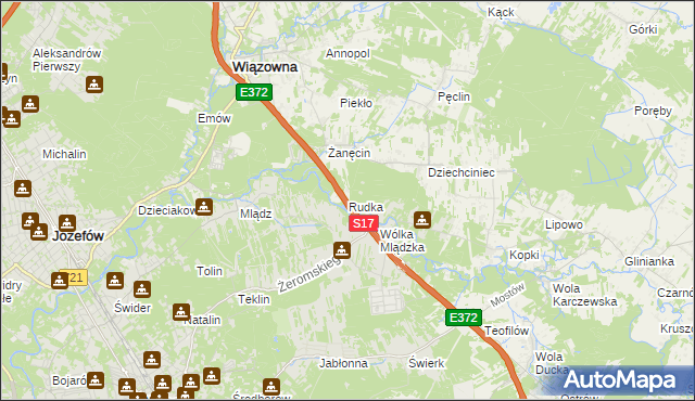 mapa Rudka gmina Wiązowna, Rudka gmina Wiązowna na mapie Targeo