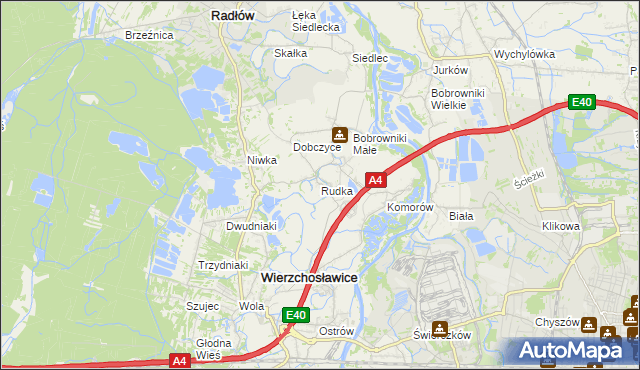 mapa Rudka gmina Wierzchosławice, Rudka gmina Wierzchosławice na mapie Targeo