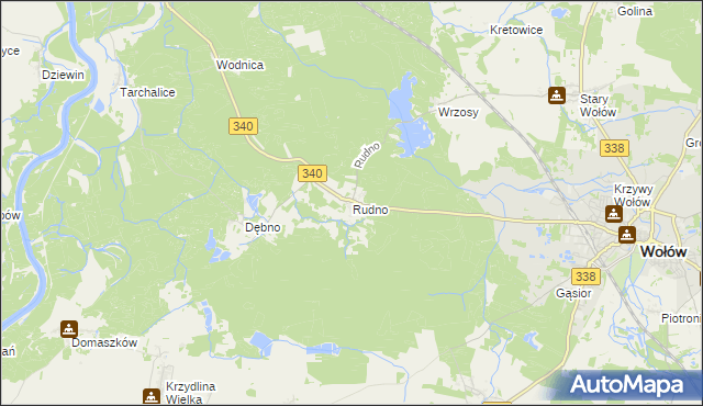 mapa Rudno gmina Wołów, Rudno gmina Wołów na mapie Targeo