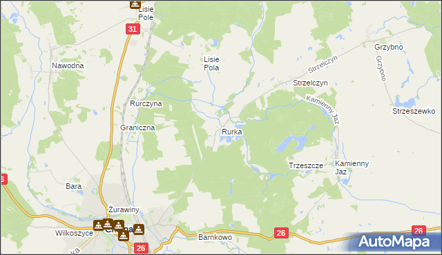 mapa Rurka gmina Chojna, Rurka gmina Chojna na mapie Targeo