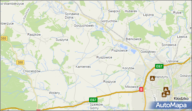 mapa Ruszowice gmina Kłodzko, Ruszowice gmina Kłodzko na mapie Targeo