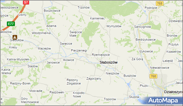 mapa Rzemiędzice, Rzemiędzice na mapie Targeo