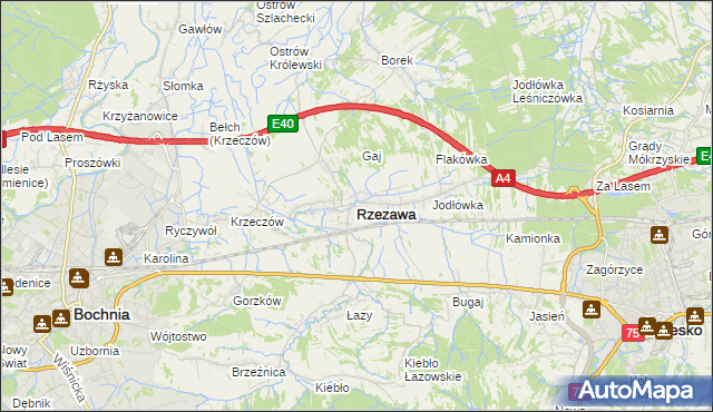 mapa Rzezawa, Rzezawa na mapie Targeo