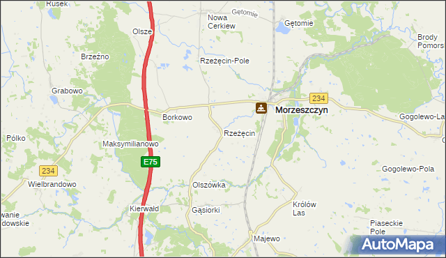 mapa Rzeżęcin, Rzeżęcin na mapie Targeo