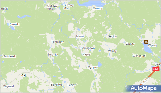 mapa Samagowo, Samagowo na mapie Targeo