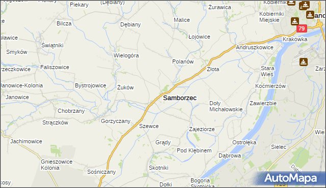 mapa Samborzec, Samborzec na mapie Targeo