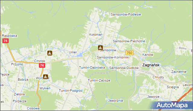 mapa Samsonów-Komorniki, Samsonów-Komorniki na mapie Targeo