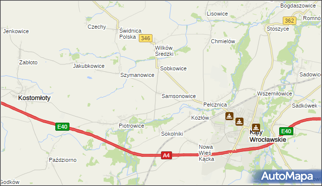 mapa Samsonowice, Samsonowice na mapie Targeo