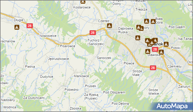 mapa Sanoczek, Sanoczek na mapie Targeo