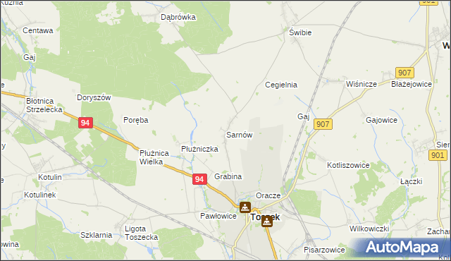 mapa Sarnów gmina Toszek, Sarnów gmina Toszek na mapie Targeo