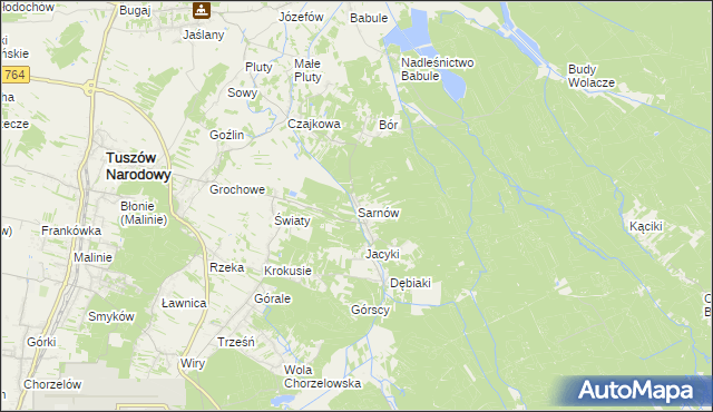 mapa Sarnów gmina Tuszów Narodowy, Sarnów gmina Tuszów Narodowy na mapie Targeo