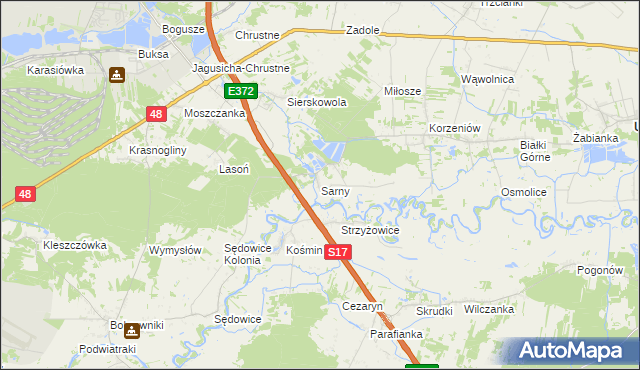 mapa Sarny gmina Ułęż, Sarny gmina Ułęż na mapie Targeo