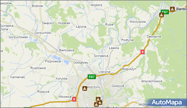 mapa Ścinawica, Ścinawica na mapie Targeo