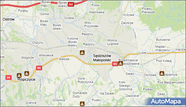 mapa Sędziszów Małopolski, Sędziszów Małopolski na mapie Targeo