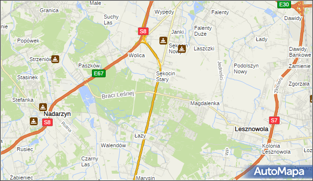 mapa Sękocin-Las, Sękocin-Las na mapie Targeo