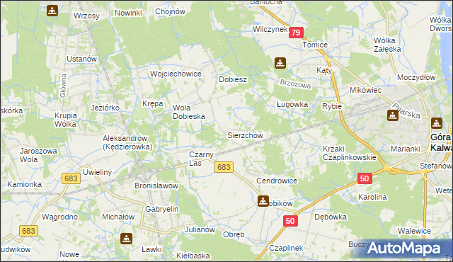 mapa Sierzchów gmina Góra Kalwaria, Sierzchów gmina Góra Kalwaria na mapie Targeo