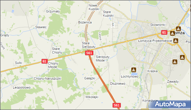 mapa Sierzputy Młode, Sierzputy Młode na mapie Targeo