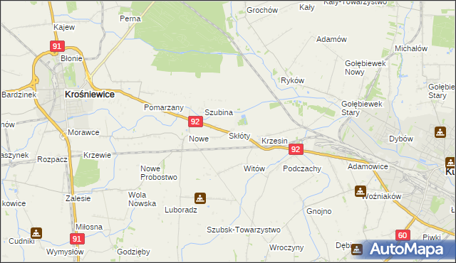 mapa Skłóty, Skłóty na mapie Targeo