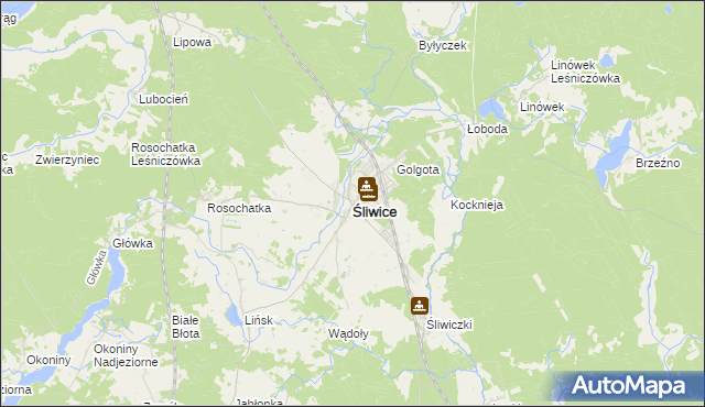 mapa Śliwice powiat tucholski, Śliwice powiat tucholski na mapie Targeo