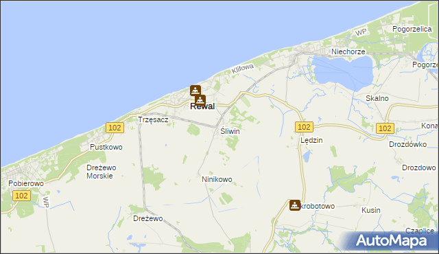 mapa Śliwin, Śliwin na mapie Targeo