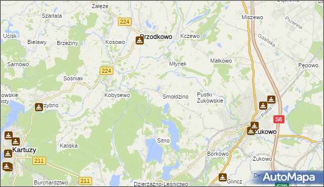 mapa Smołdzino gmina Przodkowo, Smołdzino gmina Przodkowo na mapie Targeo