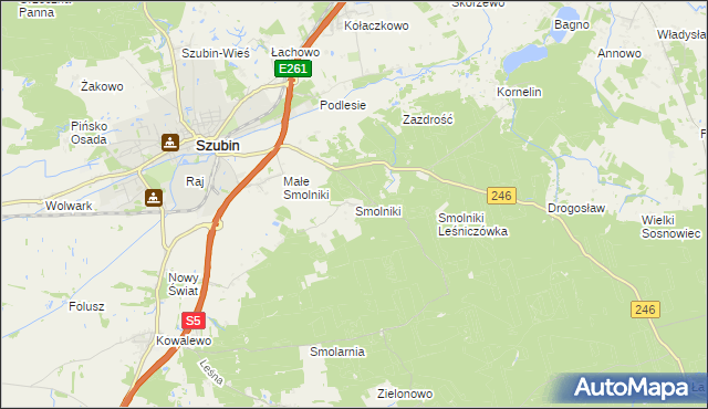 mapa Smolniki gmina Szubin, Smolniki gmina Szubin na mapie Targeo